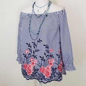 Peasant Blouse plus Jewelry Off the Shoulder by Elle